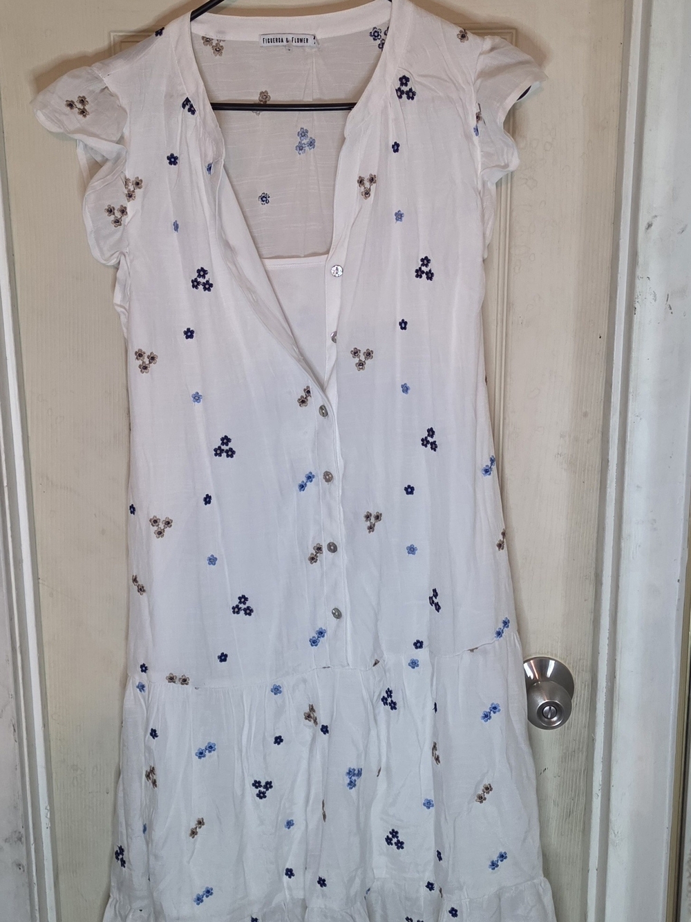 Feminine White Floral Button-Front Maxi Dress